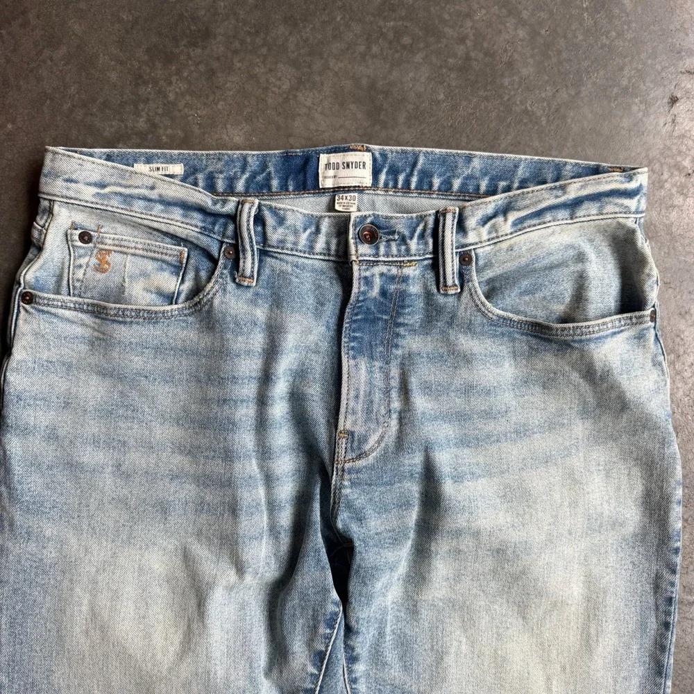 Todd Snyder Slim Fit Jeans Men's 34x30 Light Wash Stretch Denim Casual Pants
